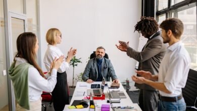 office team standing in the room