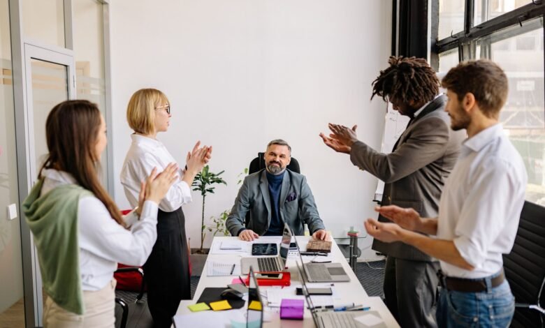 office team standing in the room