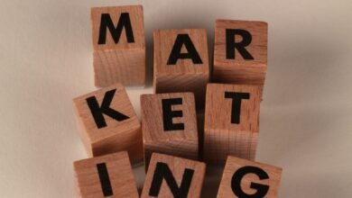 wooden blocks spelling marketing