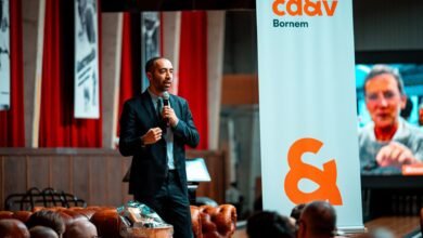 business speaker at indoor conference event