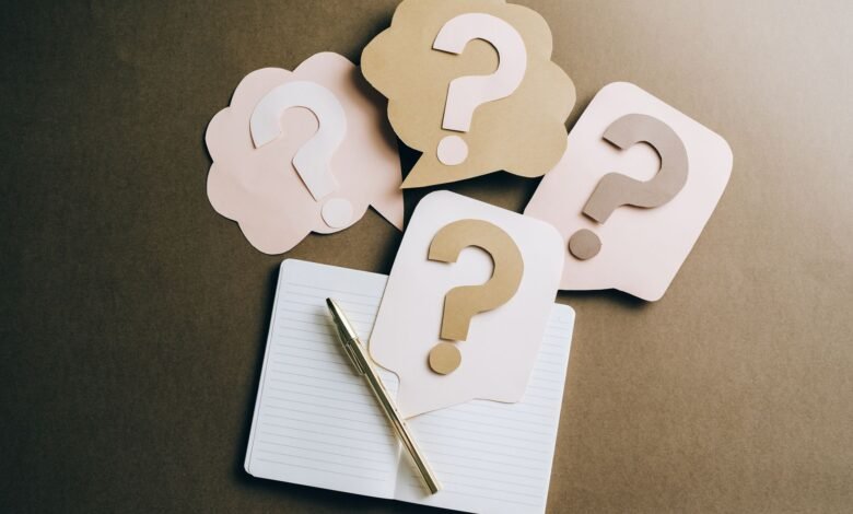 question marks on craft paper