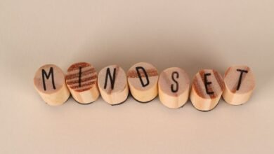 natural wooden mindset blocks on neutral background