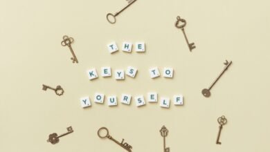 block letters surrounded with keys