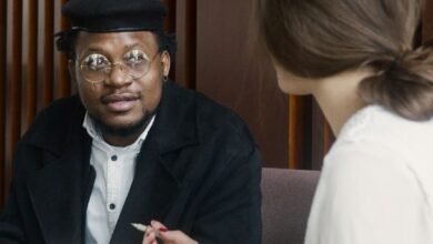 man having an interview