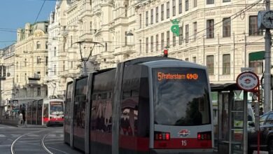 tram on historic streets of vienna