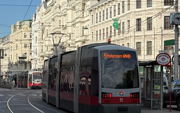 tram on historic streets of vienna