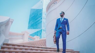man in blue suit