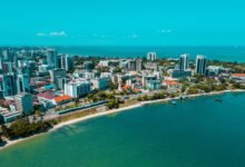 city on sea shore