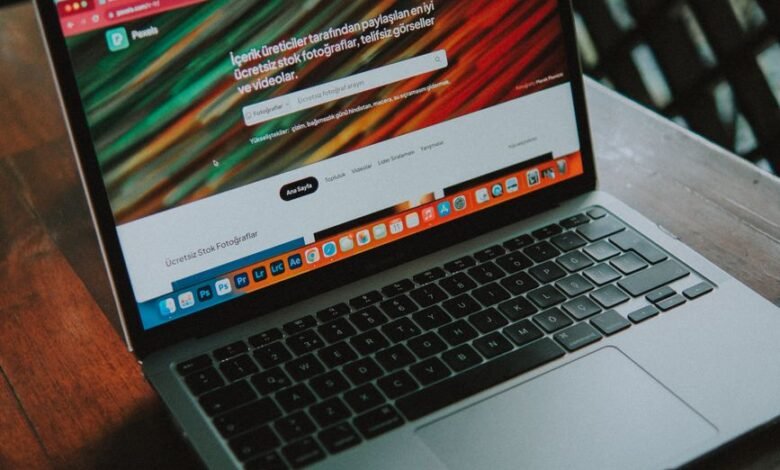 high angle shot of a laptop on the table