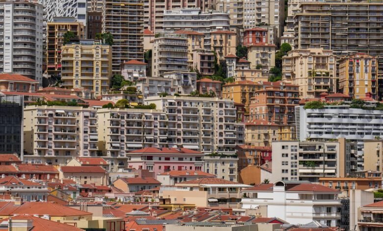 residential buildings in city
