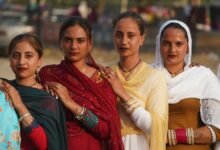 cultural portrait of four women in traditional attire