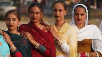 cultural portrait of four women in traditional attire