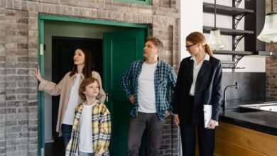 a family in an open house viewing