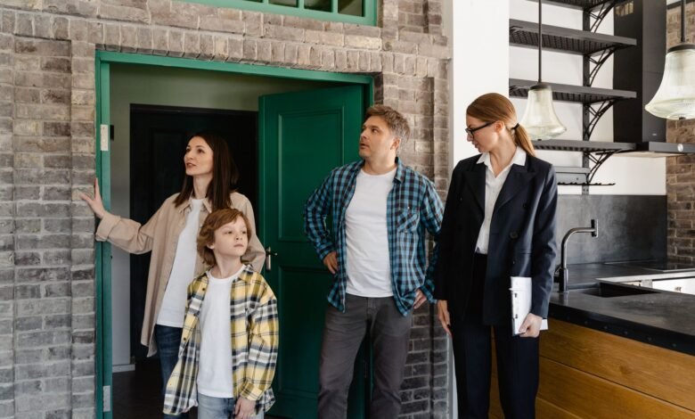 a family in an open house viewing