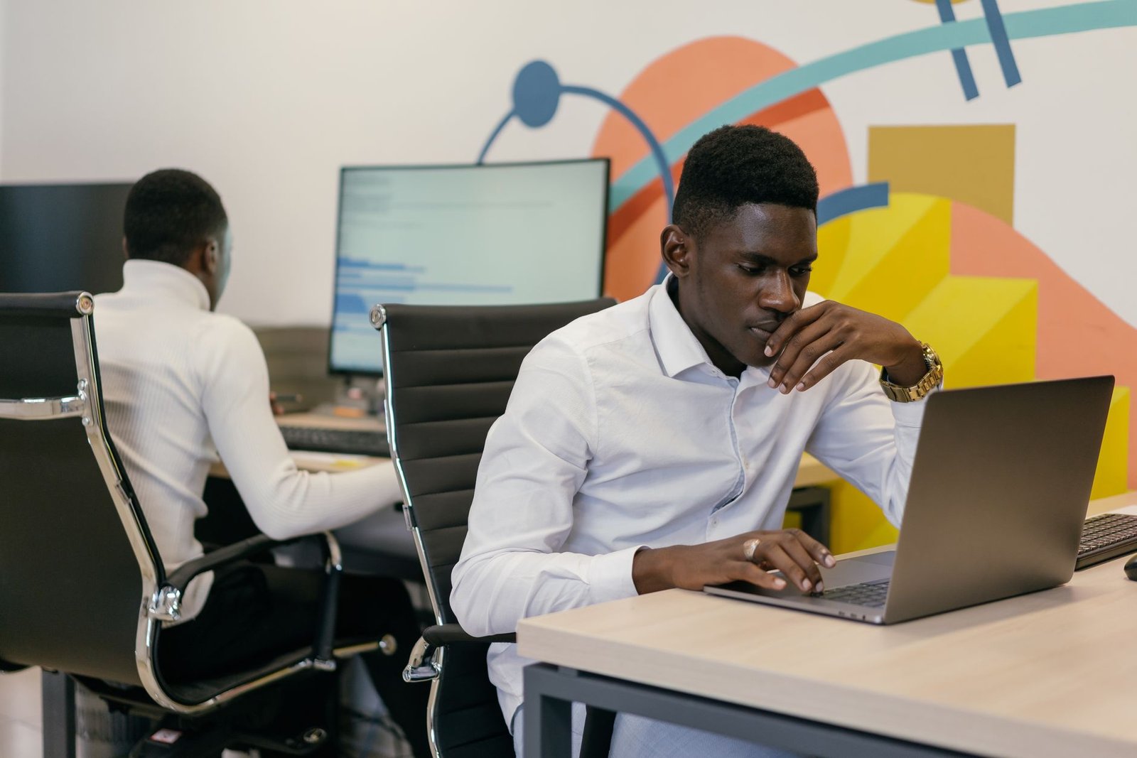 men working in an office