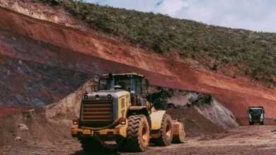 industrial earth mover on construction site