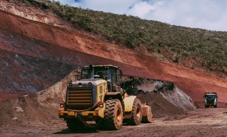 industrial earth mover on construction site