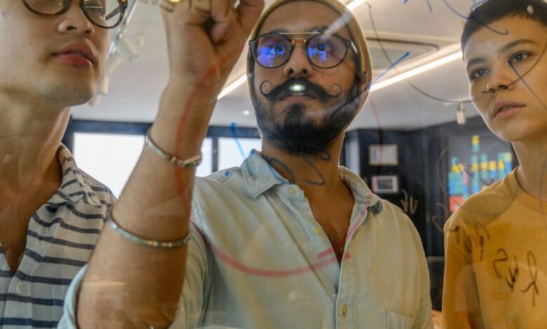blockchain planning on glass pane