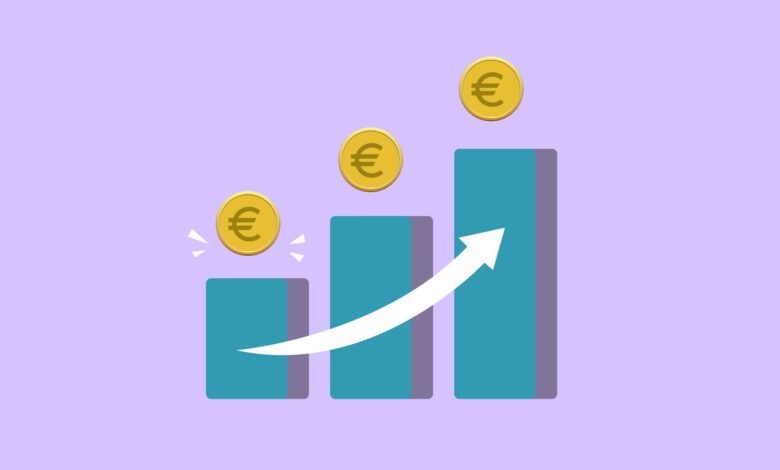 graph with increasing euro profitable investment