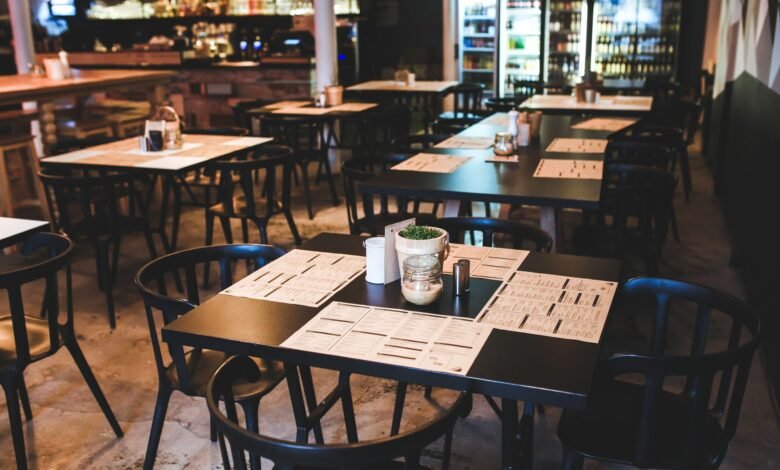 table in vintage restaurant