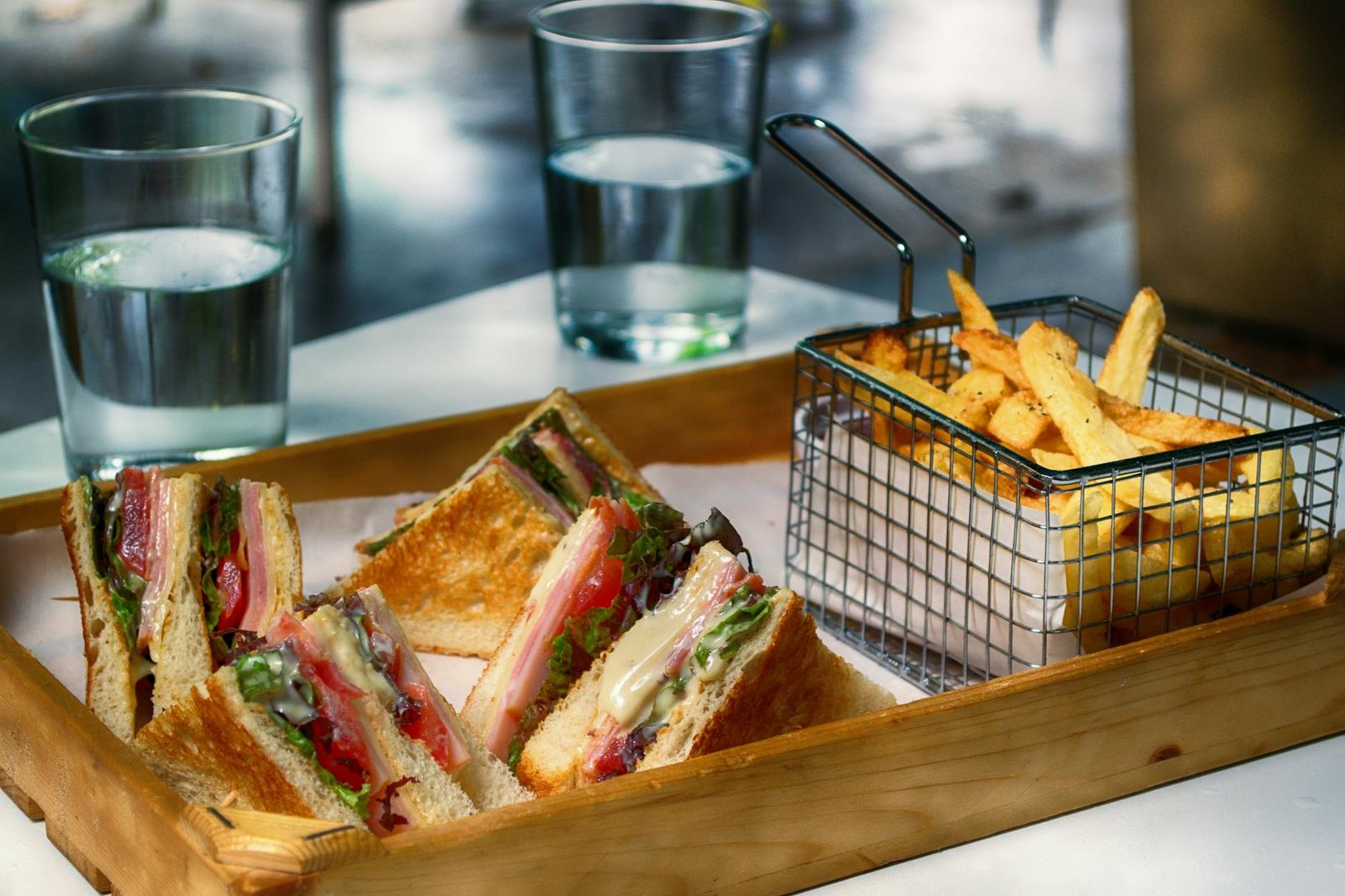 fried food on wooden tray
