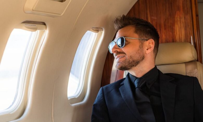 luxurious private jet experience with businessman