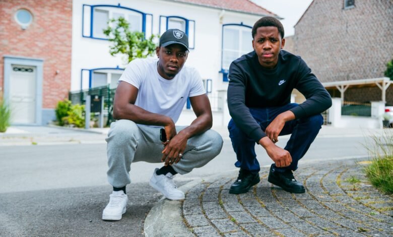 young friends posing in brussels suburb