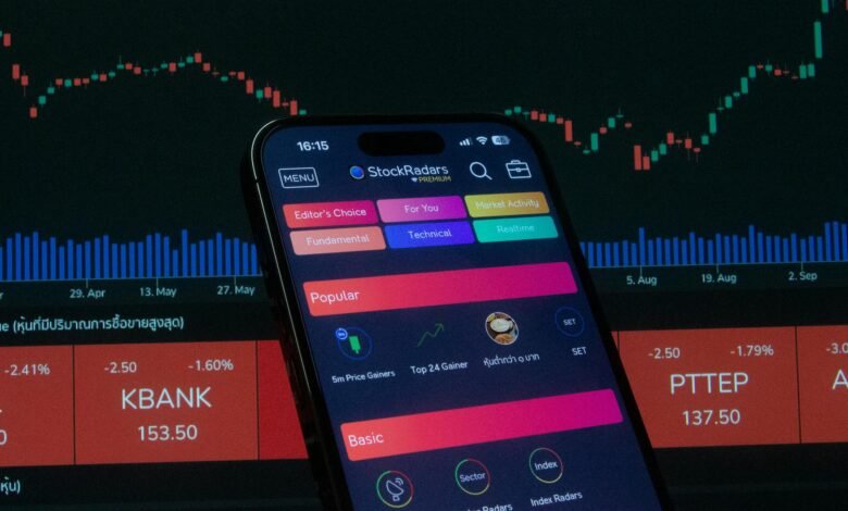 smartphone displaying stock trading app screen