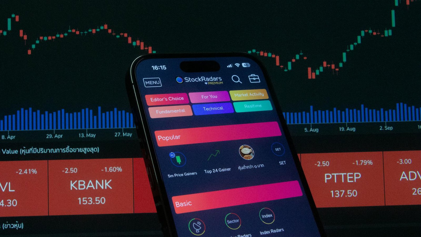 smartphone displaying stock trading app screen