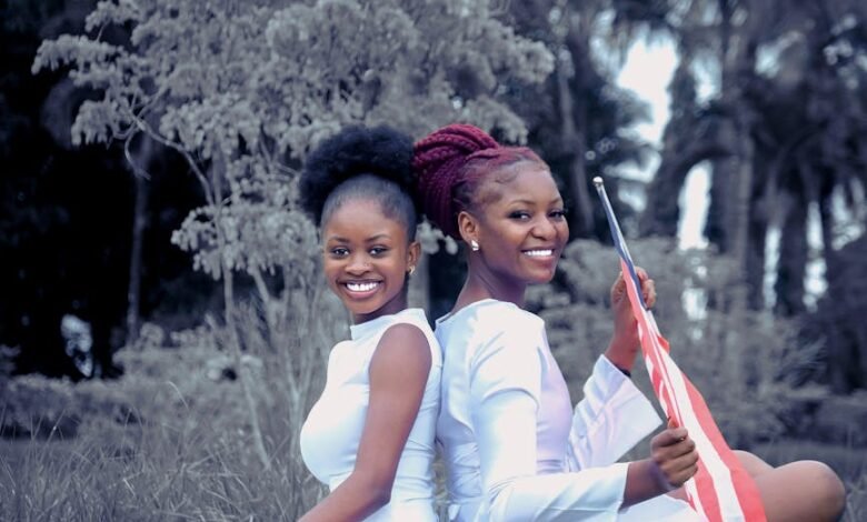 two women celebrating in monrovia park