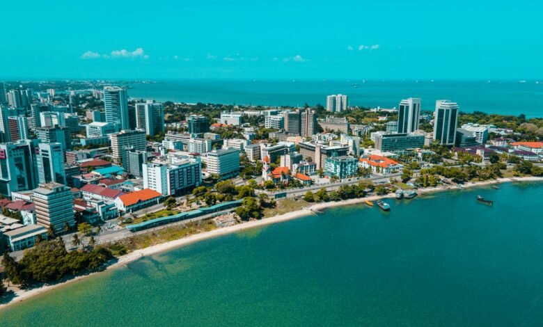 city on sea shore