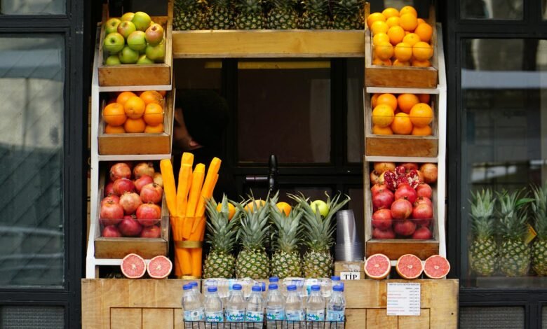 colorful street fruit stand showcasing fresh produce