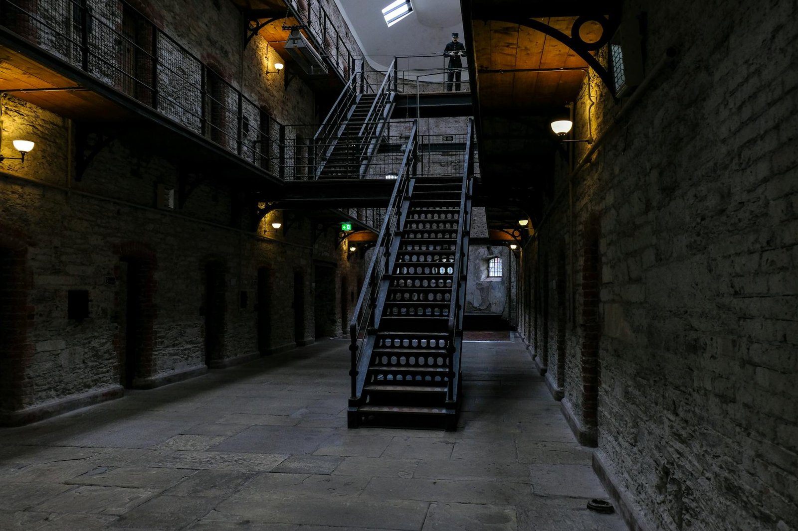 steel staircase in an alley
