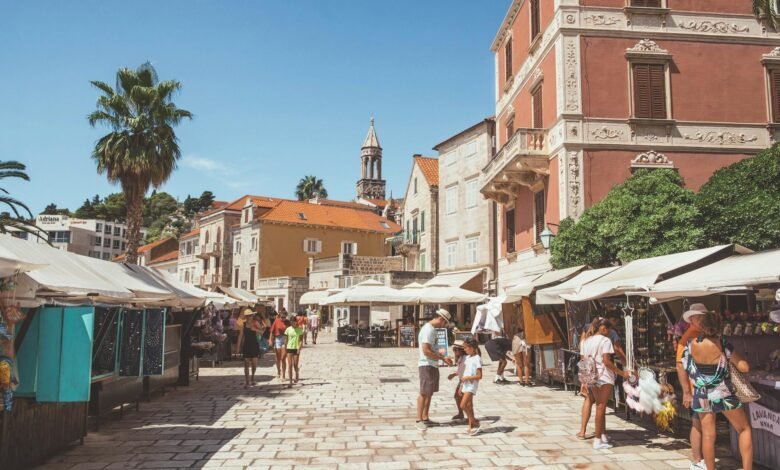 charming market street in hvar croatia