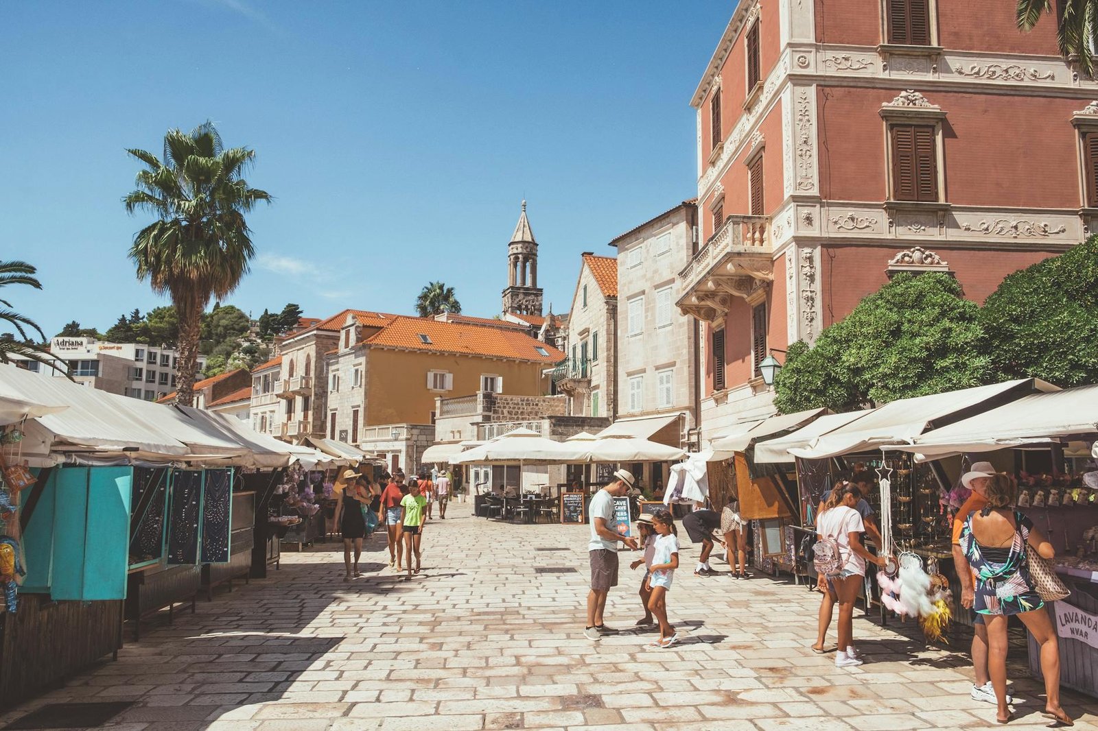 charming market street in hvar croatia