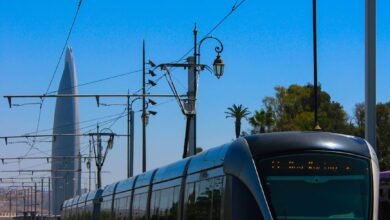modern tram on a sunny day in rabat morocco