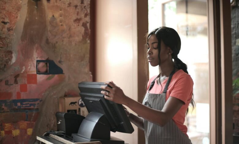woman working as a cashier