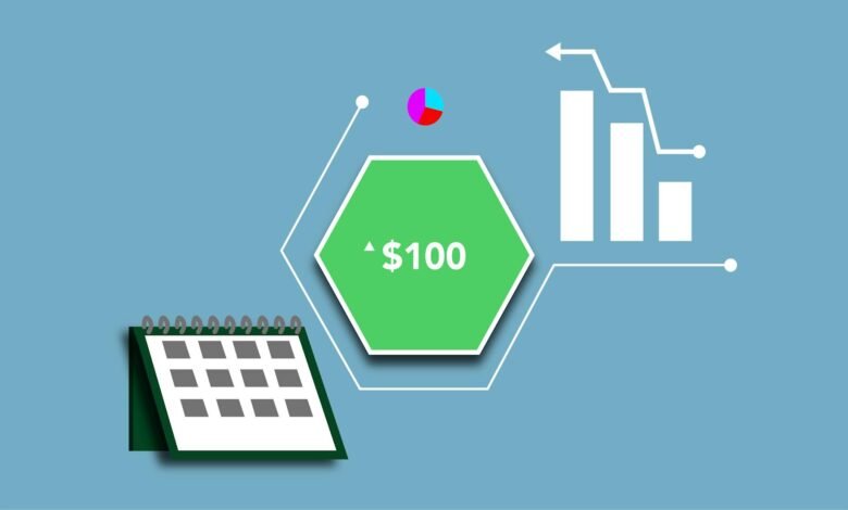 illustration of diagram graphic and calendar showing economic increase