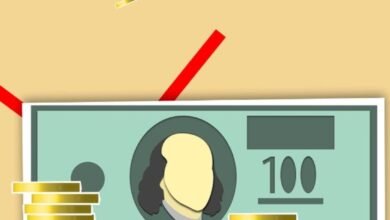 illustration of banknote and coins representing economy concept