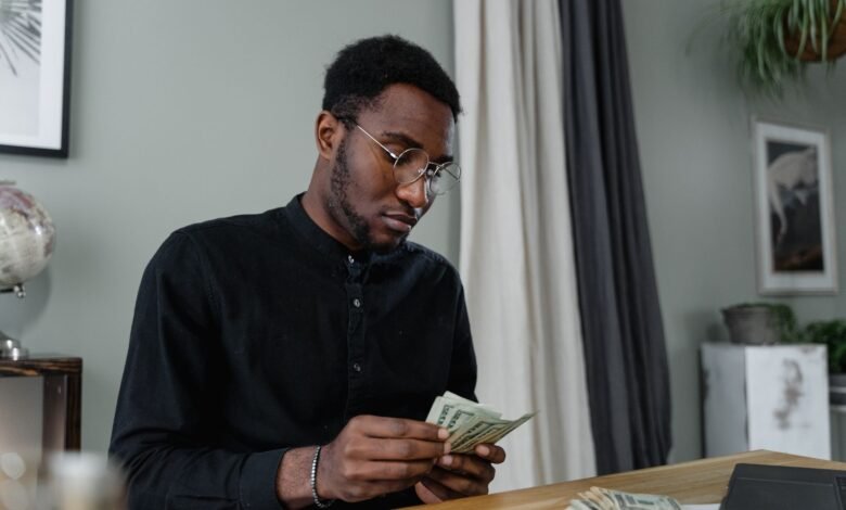 a man counting money