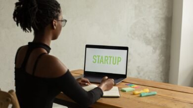 woman sitting at her desk