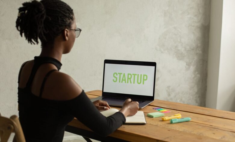 woman sitting at her desk