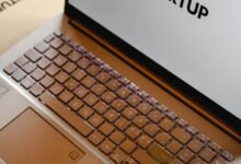 a close up shot of a laptop